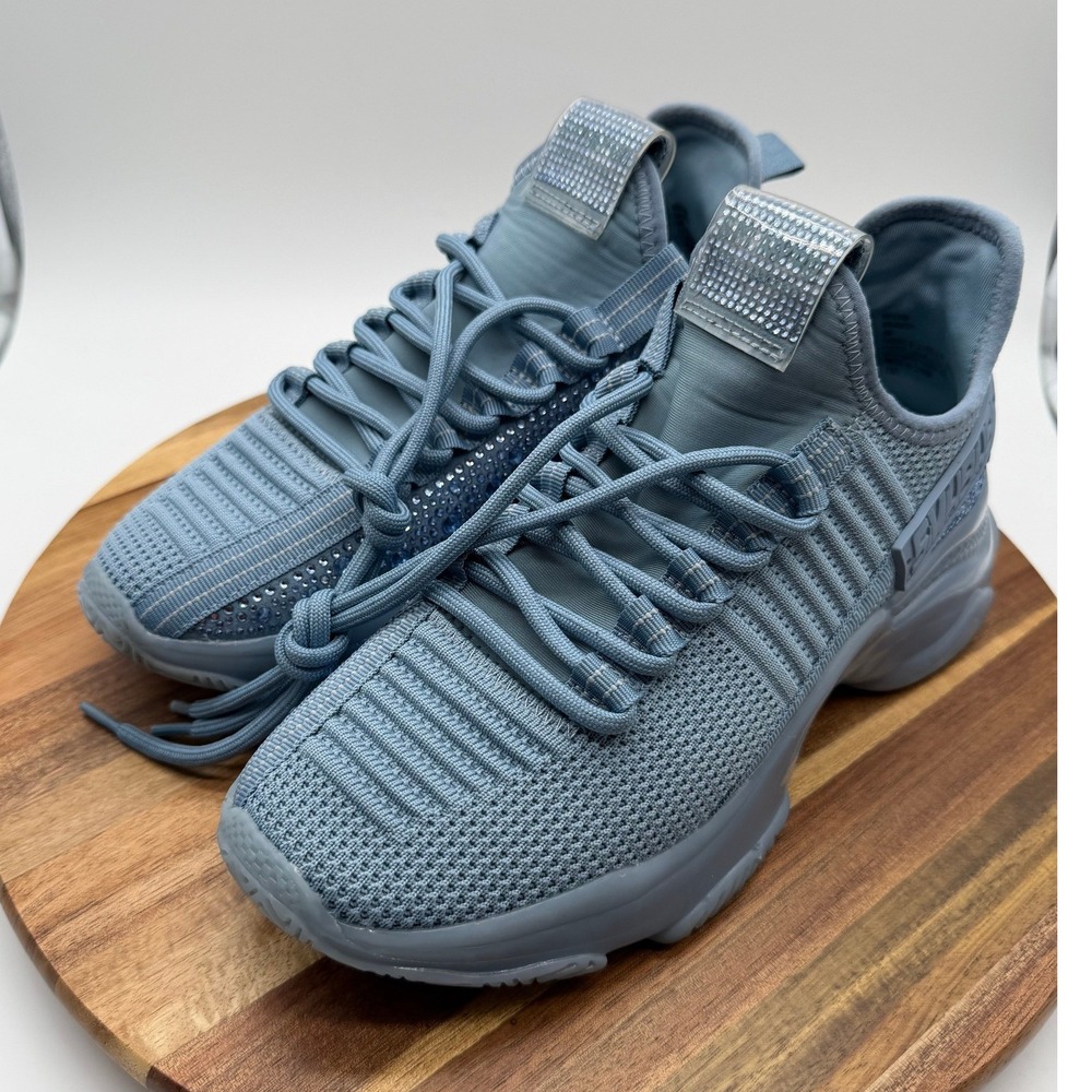 Steve Madden Women's Size 8M Maxima Rhinestone Knit Chunky Sneakers Blue   0526